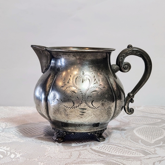 Set Of 4×silver plated sugar and creamer set. By Van Bergh Rochester NY. - Picture 4 of 15